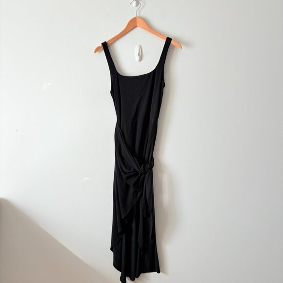 Aritzia Wilfred Saturn Wrap Midi Jersey Dress Black Size Small - Picture 3 of 6